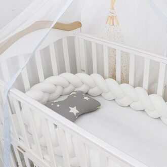 1M/2M/3M/4M Baby Bumper Crib Cot Protector Baby Bebe Beddengoed Set voor Baby Boy Girl Braid Knoop Kussen Kussen Room Decor wit / 2M