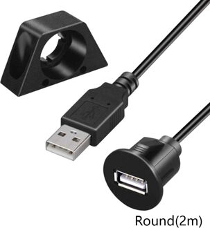 1m 2m Verlengkabel Multifunctionele Vierkante Ronde Dash Board Man-vrouw USB 2.0 Opladen Flush Mount Socket panel Auto Geluid ronde 2m