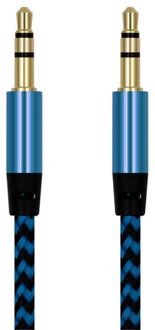 1M 3.5Mm Audio Kabel Nylon Aux Kabel Plug Male Naar Male Jack Auto Audio Kabel Kabel Lijn koord Voor Iphone 7 Xiaomi Computer blauw