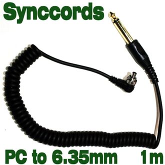 1M Camera Knippert Accessoires 3.5Mm/2.5Mm/6.35Mm Male Pc Flash Sync Kabel Schroef lock Voor Trigger Studio Licht 6.35mm to PC Sync
