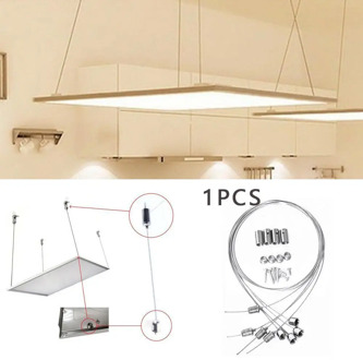 1m Steel Wires & Screws Suspension Mounting Wire Kit Lights Panel Hanging Wire Adjustable Rope Lamp Led For Ceiling Accesso F3W8