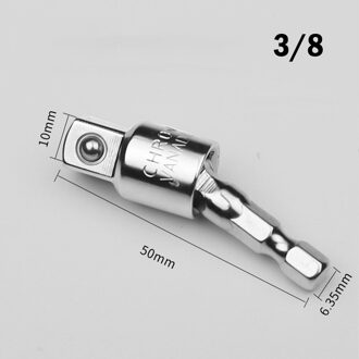 1P Elektrische Boor Socket Adapter Voor Impact Driver Met Hex Schacht Vierkante Socket Boren Draaibaar Extension 1/4 "3/8" 1/2" 0.378 duim