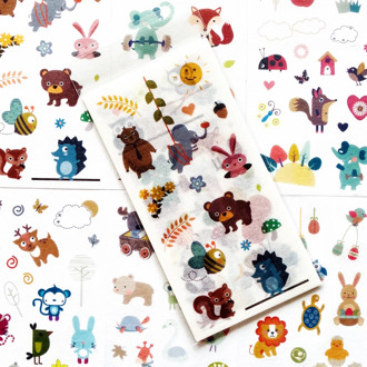 1Pack 6 Sheets Cute Zoo Animals World Adhesive Stickers Decorative Album Diary Stick Label Paper Hand Account Decor Kids Gift