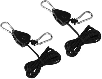 1pair 150lbs Load 1/8 Grow Light Rope Ratchet Lights Lifters Reflector Hangers for Reflector Hood Aquarium LED Plant Grow Tent