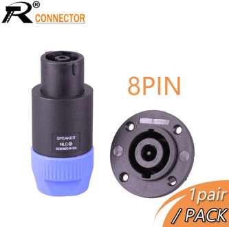 1pair/2pcs SpeakON 8Pin Powercon Plug Speaker Cable Connectors 8 Pole Plug + 8PIN Female Jack Panel Mount Socket Adapter