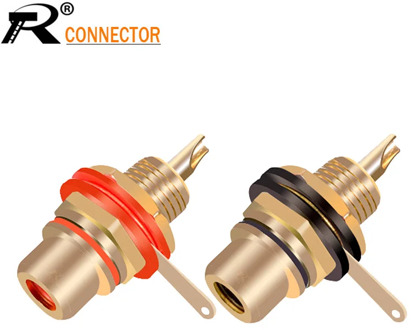 1pair Gold plated RCA Jack Connector Panel Mount Chassis Audio Socket Plug Bulkhead with NUT Solder CUP Wholesale 2pcs