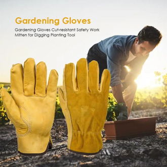 1Pair Heavy Duty Gardening Gloves for Men & Women Thorn Proof Leather Work Gloves, Waterproof Slim-Fit Reinforced Rigger Gloves