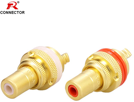 1Pair RCA Jack HIFI Terminals, pom insulation High-end RCA Socket Adapter AV Terminal Phono Connector, Gold/Rhodium/Red Copper