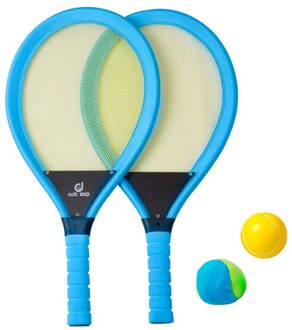 1pair Tennis Racket for Children Sports Training Indoor Outdoor Workout Equipment Tennis Accessory with 2balls 55*27cm Blauw