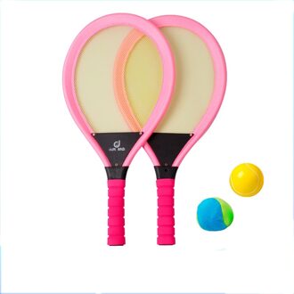 1pair Tennis Racket for Children Sports Training Indoor Outdoor Workout Equipment Tennis Accessory with 2balls 55*27cm roos rood