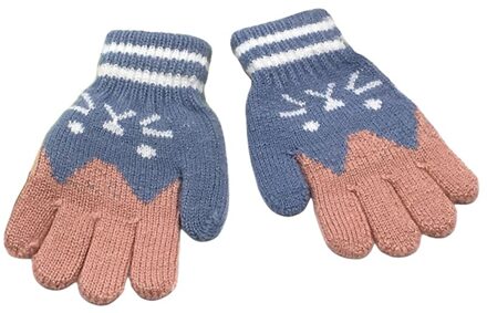 1Pairs Winter Warm Baby Gebreide Handschoenen Voor 4-7 Jaar Kinderen Handschoenen Meisje Jongen Vingers Fluwelen Dikke Winter handschoenen Kerstcadeaus blauw