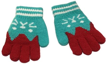 1Pairs Winter Warm Baby Gebreide Handschoenen Voor 4-7 Jaar Kinderen Handschoenen Meisje Jongen Vingers Fluwelen Dikke Winter handschoenen Kerstcadeaus groen