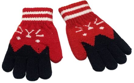 1Pairs Winter Warm Baby Gebreide Handschoenen Voor 4-7 Jaar Kinderen Handschoenen Meisje Jongen Vingers Fluwelen Dikke Winter handschoenen Kerstcadeaus rood