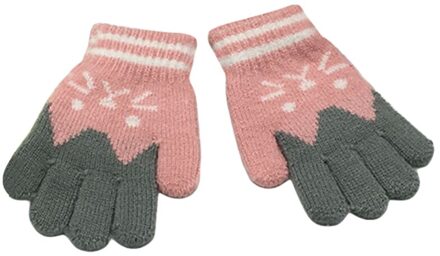 1Pairs Winter Warm Baby Gebreide Handschoenen Voor 4-7 Jaar Kinderen Handschoenen Meisje Jongen Vingers Fluwelen Dikke Winter handschoenen Kerstcadeaus roze