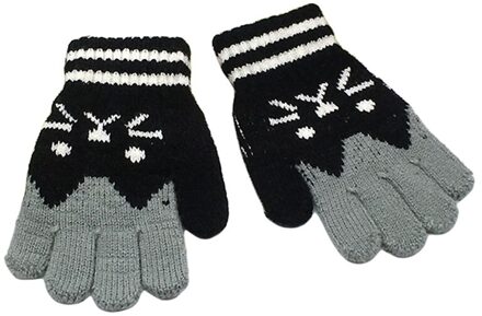 1Pairs Winter Warm Baby Gebreide Handschoenen Voor 4-7 Jaar Kinderen Handschoenen Meisje Jongen Vingers Fluwelen Dikke Winter handschoenen Kerstcadeaus zwart
