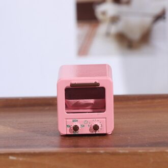 1Pc 1/12 Schaal Miniatuur Poppenhuis Magnetron Play Keuken Bakken Schotel Brood Pop Mini Voedsel Speelgoed Accessoires Roze