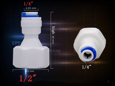 1Pc 1/2 "Interne Discussie Aan 1/4" 3/8 "Straight Connector Ro Water Tune Quick Connect Omgekeerde Osmose wit Snelle Verbinding zwart