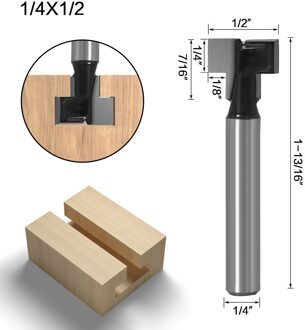 1Pc 1/4 "6Mm 6.35Mm Schacht Frees Houtsnijwerk T-Slot Cutter Router Bit Hex bolt Sleutel Gat Bits T Slotting Frees 03
