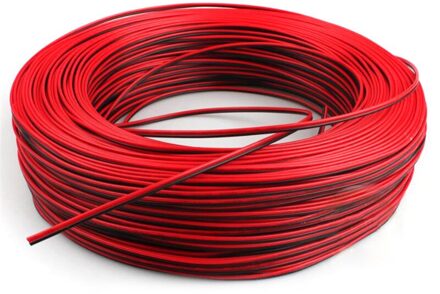 1Pc 10M 22AWG Zwart Met Rode Led Draad Kabel