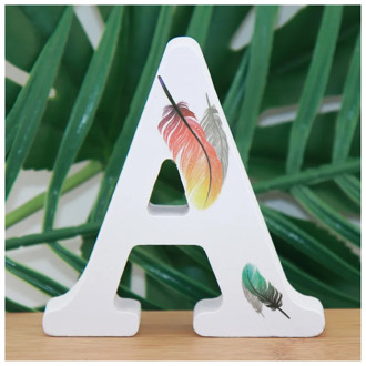 1pc 10X10cm Feather Shape Wedding Home Wooden Letters Decorative Alphabet Word Letter Name Design Art Crafts Standing DIY
