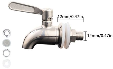 1Pc 12/16Mm Rvs Drank Dispenser Wijn Vat Kraan Water Tap Tap Tap Goede Dispenser voor Wijn Vat Zilver