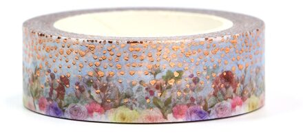 1Pc 15Mm * 10M Folie Kleurrijke Bloemen Dots Bomen Decoratieve Washi Tape Scrapbooking Afplakband School Kantoor supply