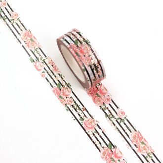 1Pc 15Mm * 10M Folie Roze Rose Decoratieve Washi Tape Scrapbooking Afplakband Office Supply masker Washi Tape