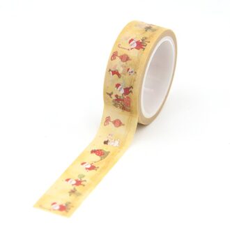 1Pc 15Mm * 5M Vrolijk Kerstfeest Washi Tapes Kerstman, Sneeuwpop, Kerst Kous, sneeuwvlokken, Rendier Masking Decoratieve Tapes C56