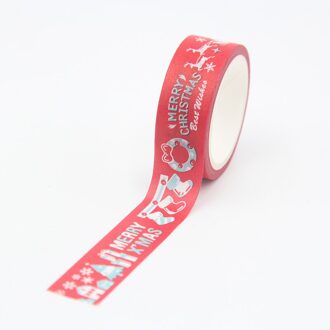 1Pc 15Mm * 5M Vrolijk Kerstfeest Washi Tapes Kerstman, Sneeuwpop, Kerst Kous, sneeuwvlokken, Rendier Masking Decoratieve Tapes C57