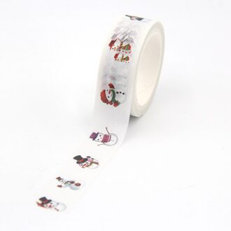 1Pc 15Mm * 5M Vrolijk Kerstfeest Washi Tapes Kerstman, Sneeuwpop, Kerst Kous, sneeuwvlokken, Rendier Masking Decoratieve Tapes C58