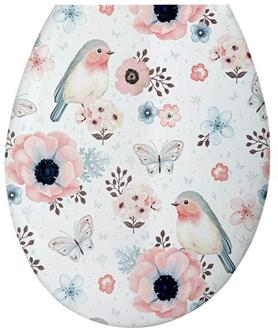 1Pc 18 Inch Verdikking Gedrukt Wc-deksel U-Vormige Toilet Seat Cover Universal Plastic Wc-deksel Met Wc seat Ring bloem vogel