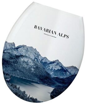 1Pc 18 Inch Verdikking Gedrukt Wc-deksel U-Vormige Toilet Seat Cover Universele Wc Deksel Creatieve Patronen Wc zee blauw landscape