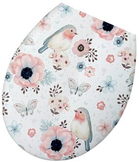 1Pc 18 Inch Verdikking Gedrukt Wc-deksel U-Vormige Toilet Seat Cover Universele Wc Deksel Creatieve Patronen Wc zee bloem vogel