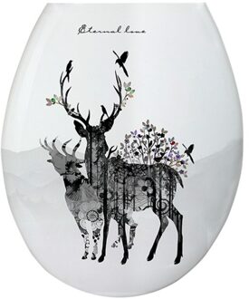 1Pc 18 Inch Verdikking Gedrukt Wc-deksel U-Vormige Toilet Seat Cover Universele Wc Deksel Creatieve Patronen Wc zee eland