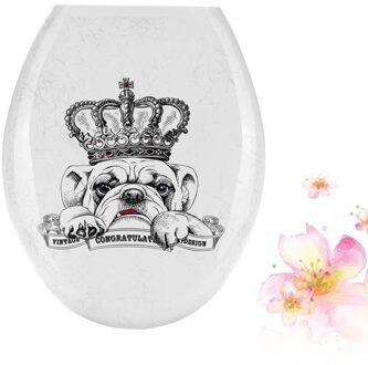 1Pc 18 Inch Verdikking Gedrukt Wc-deksel U-Vormige Toilet Seat Cover Universele Wc Deksel Creatieve Patronen Wc zee kroon hond