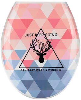 1Pc 18 Inch Verdikking Gedrukt Wc-deksel U-Vormige Toilet Seat Cover Universele Wc Deksel Creatieve Patronen Wc zee Triangle hert