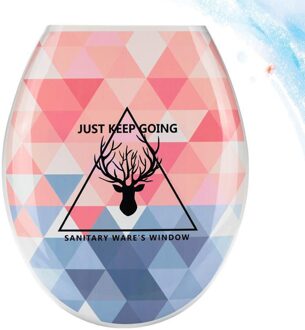 1Pc 18 Inch Verdikking Gedrukt Wc-deksel U-Vormige Toilet Seat Cover Universele Wc Deksel Creatieve Patronen Wc zee Triangle hert