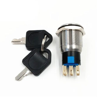 1pc 19mm Rvs waterdichte Toetsvergrendelingsschakelaar 5A AC250V 2 3 Posities Key Switch Rotary Omschakelaar online Power Sockets / 2 Positions