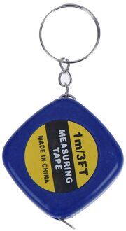 1Pc 1M/3ft Retractable Ruler Meetlint Mini Draagbare Pull Heerser Sleutelhanger Kleur Willekeurige Blauw