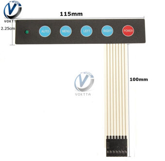 1pc 1x2 1x3 1x5 Matrix Array 2Key 3Key 5Key Membraan Switch Toetsenbord Matrix membraan Schakelaar Controle Toetsenbord Paneel Plaat 1x5 5Key LED