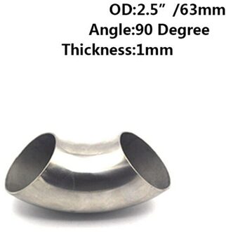1Pc 2.5/2Inch 51/63Mm Rvs 90 Graden Bocht Elleboog Uitlaatpijp 2.5duim