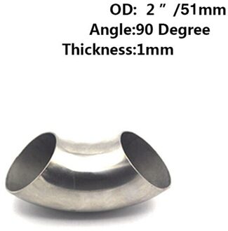 1Pc 2.5/2Inch 51/63Mm Rvs 90 Graden Bocht Elleboog Uitlaatpijp 2duim