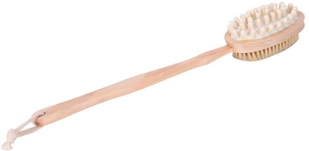 1Pc 2-In-1 Body Borstel Zijdige Natuurlijke Haren Body Brush Scrubber Lange Handvat Houten Spa Douche borstel Bad Massage Borstels