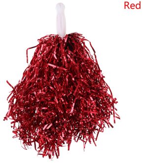 1Pc 20Cm Cheer Dance Sport Concurrentie Cheerleading Pom Poms Bloem Bal Voor Voor Voetbal Basketbal Wedstrijd Pompon Kinderen gebruik rood