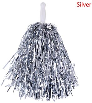 1Pc 20Cm Cheer Dance Sport Concurrentie Cheerleading Pom Poms Bloem Bal Voor Voor Voetbal Basketbal Wedstrijd Pompon Kinderen gebruik zilver