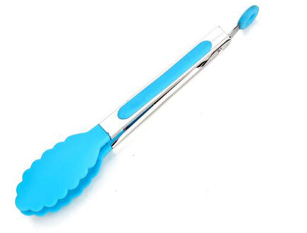 1Pc 20cm Siliconen Voedsel Clip Multifunctionele Gel Klem Keuken Tang Dessert Clip Broodrooster Tang voor Koken Bakken Barbecue tool blauw