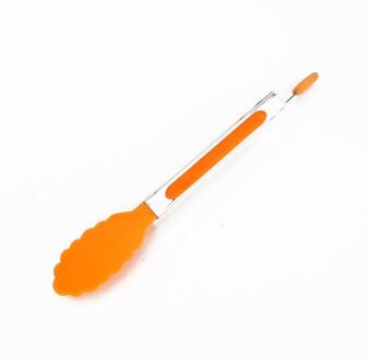1Pc 20cm Siliconen Voedsel Clip Multifunctionele Gel Klem Keuken Tang Dessert Clip Broodrooster Tang voor Koken Bakken Barbecue tool oranje