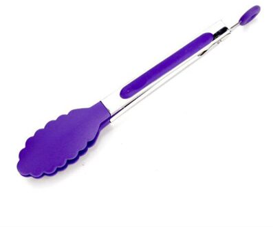 1Pc 20cm Siliconen Voedsel Clip Multifunctionele Gel Klem Keuken Tang Dessert Clip Broodrooster Tang voor Koken Bakken Barbecue tool paars