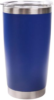 1Pc 20Oz Effen Draagbare Roestvrij Eenvoudige Effen Kleur Staal Vacuüm Tumbler Geïsoleerde Reizen Koffie Mok Cup Kolf Blauw