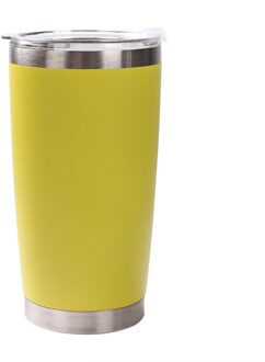 1Pc 20Oz Effen Draagbare Roestvrij Eenvoudige Effen Kleur Staal Vacuüm Tumbler Geïsoleerde Reizen Koffie Mok Cup Kolf geel